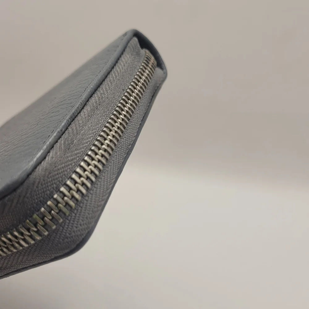 Gucci Dollar Calfskin Monochrome GG Marmont Zip Around Wallet Deep Grey NWT